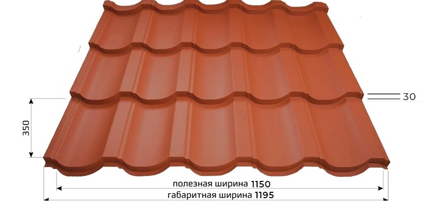 характеристики Браславская-1 Купить Металлочерепица Браславская 30 мм в Минске