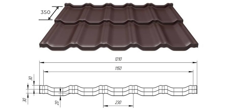 Купить Металлочерепица Вилейская волна 30 мм в Минске