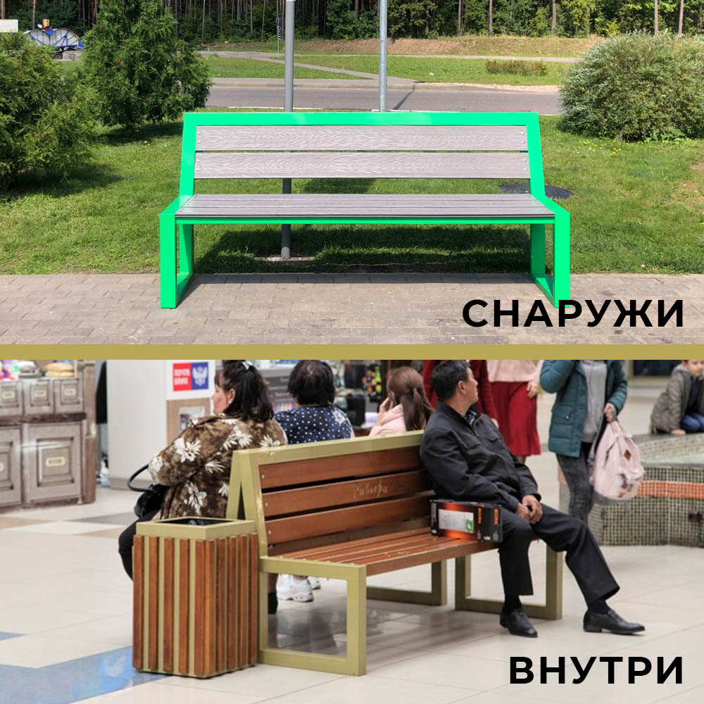 Купить металлические скамейки и лавки из ДПК доски в Минске