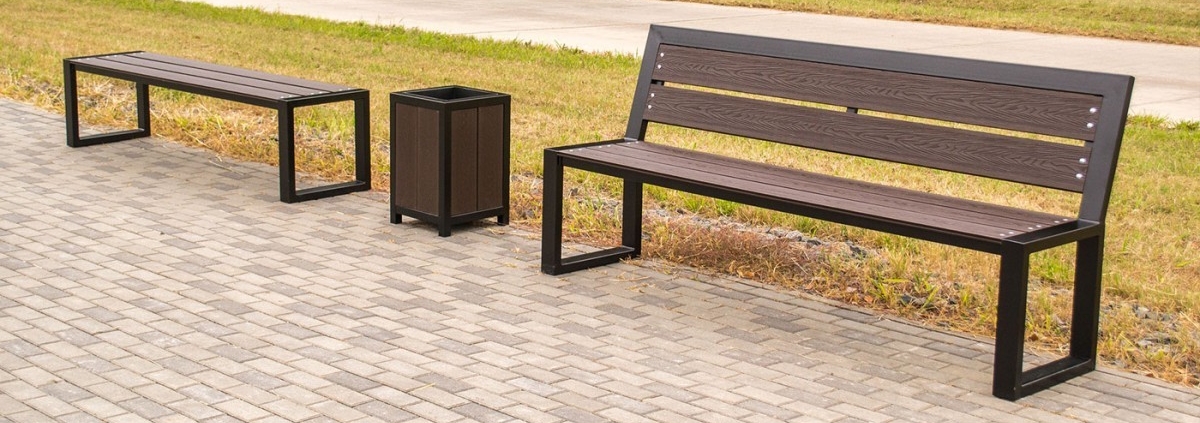 Купить металлические скамейки и лавки из ДПК доски в Минске